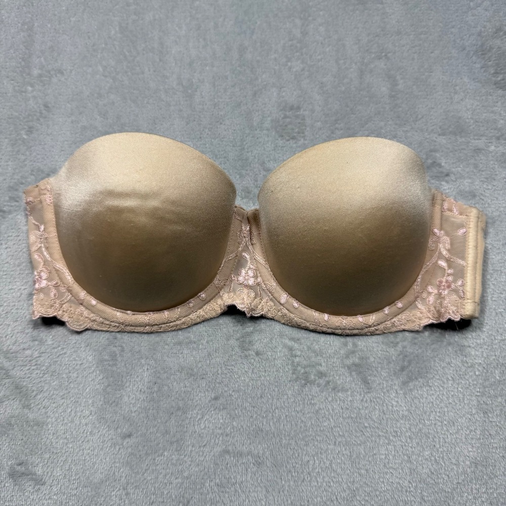 Wonderbra Strapless Underwire Lace Bra 34C Beige Nude 7644 Vintage 2000s